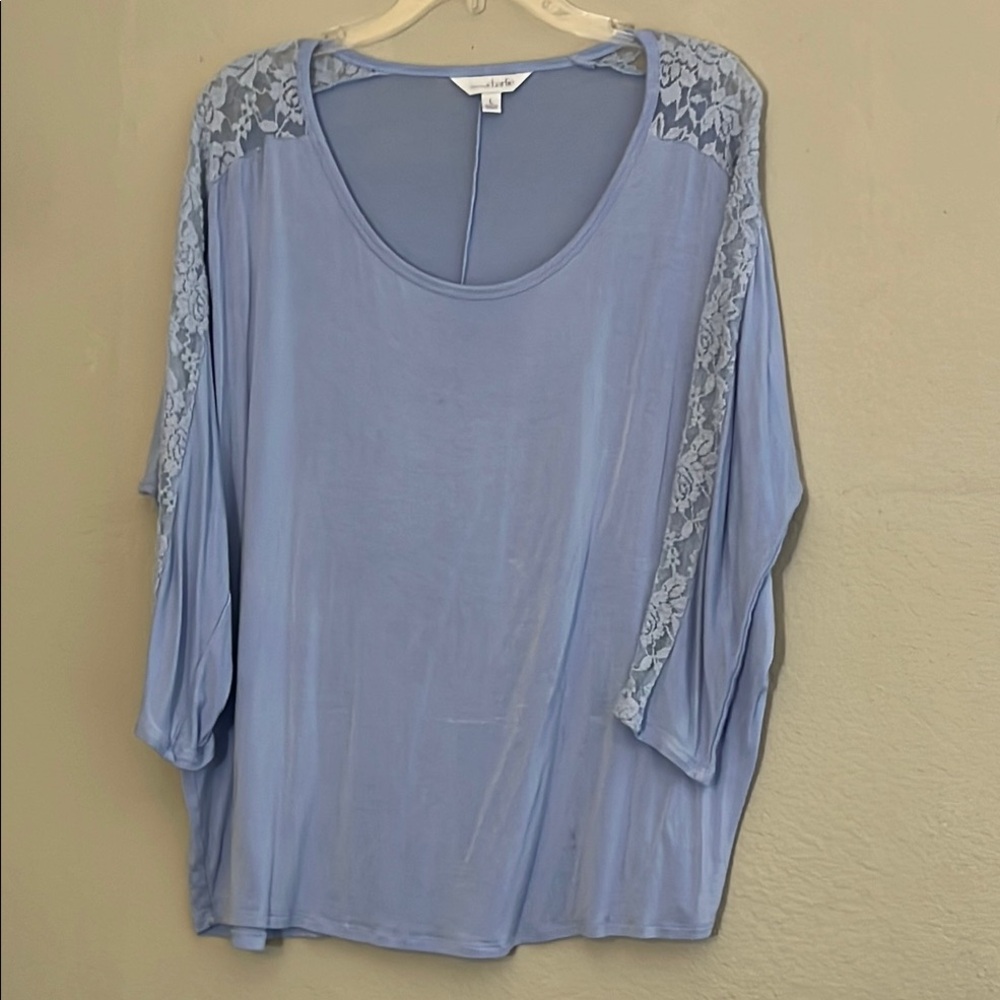 Charming Charlie Blue Boxy Embellished Blouse